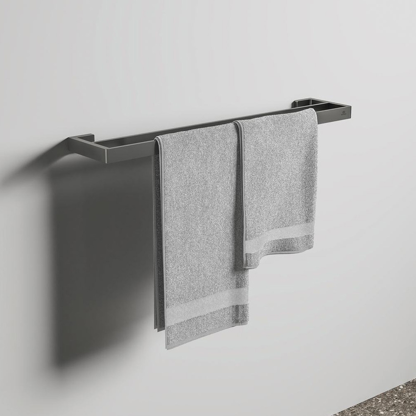 Immagine di Ideal Standard CONCA barra portasciugamani squadrata L.60 cm, doppia, finitura magnetic grey T4500A5