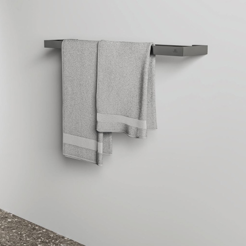 Immagine di Ideal Standard CONCA barra portasciugamani squadrata L.60 cm, doppia, finitura magnetic grey T4500A5