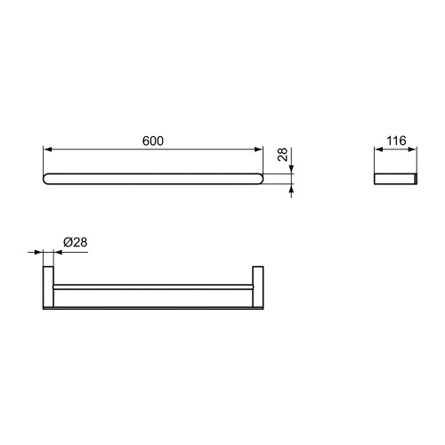 Immagine di Ideal Standard CONCA barra portasciugamani L.60 cm, doppia, finitura cromo T4501AA