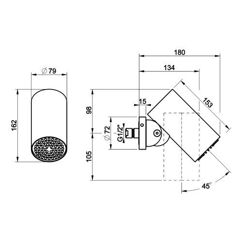 Immagine di Gessi 316 INTRECCIO soffione anticalcare per doccia, a parete, orientabile, con funzione pioggia, finitura steel brushed 57213#239