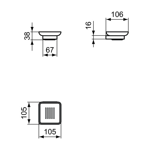 Immagine di Ideal Standard CONCA portasapone squadrato a parete, in vetro opaco con supporto metallico, finitura cromo T4508AA