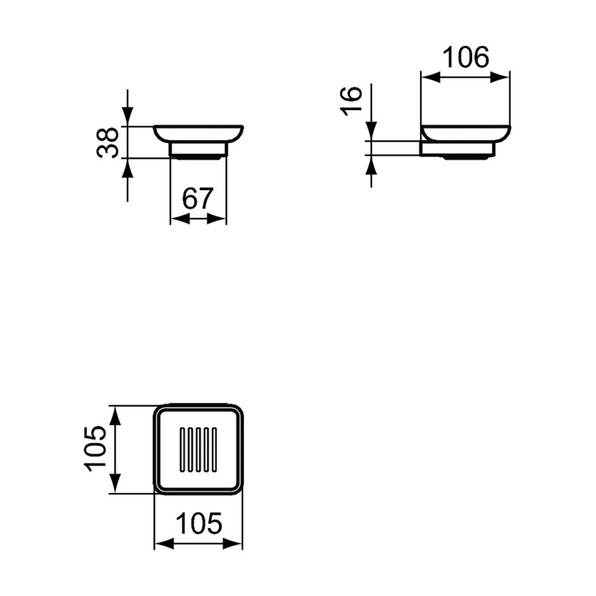 Immagine di Ideal Standard CONCA portasapone squadrato a parete, in vetro opaco con supporto metallico, finitura cromo T4508AA