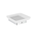 Immagine di Ideal Standard CONCA portasapone squadrato a parete, in vetro opaco con supporto metallico, finitura cromo T4508AA