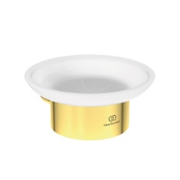 Immagine di Ideal Standard CONCA portasapone a parete, in vetro opaco con supporto metallico, finitura brushed gold T4509A2