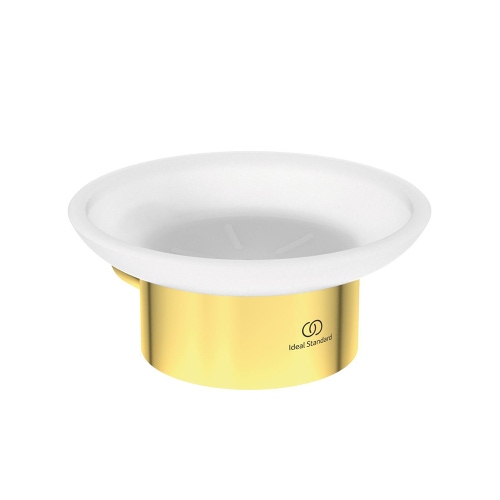 Immagine di Ideal Standard CONCA portasapone a parete, in vetro opaco con supporto metallico, finitura brushed gold T4509A2