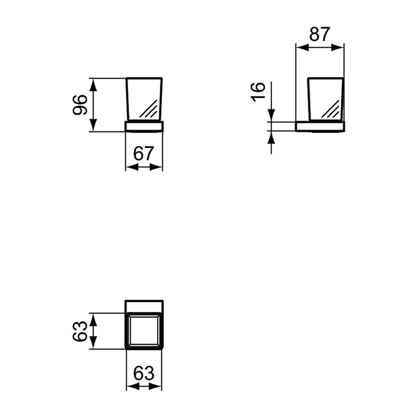 Ideal Standard T4504AA CONCA portaspazzolino squadrato, in vetro opaco con  supporto metallico, finitura cromo