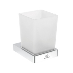 Immagine di Ideal Standard CONCA portaspazzolino squadrato, in vetro opaco con supporto metallico, finitura cromo T4504AA