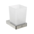 Immagine di Ideal Standard CONCA portaspazzolino squadrato, in vetro opaco con supporto metallico, finitura silver storm T4504GN
