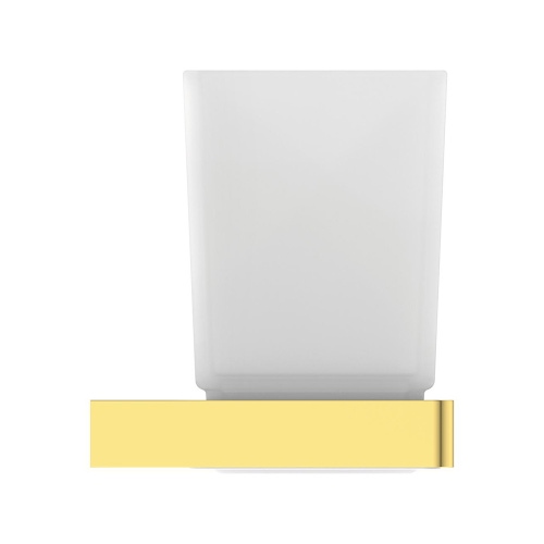 Immagine di Ideal Standard CONCA portaspazzolino squadrato, in vetro opaco con supporto metallico, finitura brushed gold T4504A2