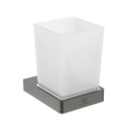 Immagine di Ideal Standard CONCA portaspazzolino squadrato, in vetro opaco con supporto metallico, finitura magnetic grey T4504A5