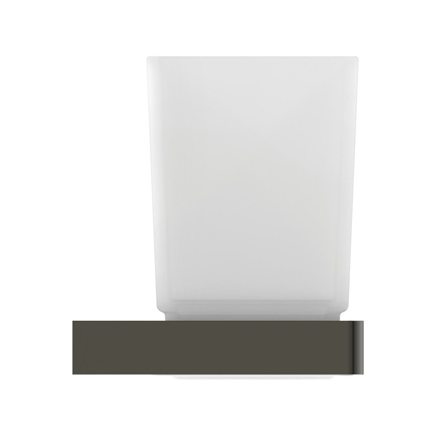 Immagine di Ideal Standard CONCA portaspazzolino squadrato, in vetro opaco con supporto metallico, finitura magnetic grey T4504A5