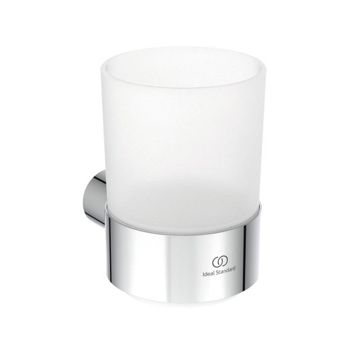 Immagine di Ideal Standard CONCA portaspazzolino in vetro opaco, con supporto metallico, finitura cromo T4505AA