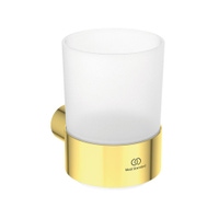 Immagine di Ideal Standard CONCA portaspazzolino in vetro opaco, con supporto metallico, finitura brushed gold T4505A2