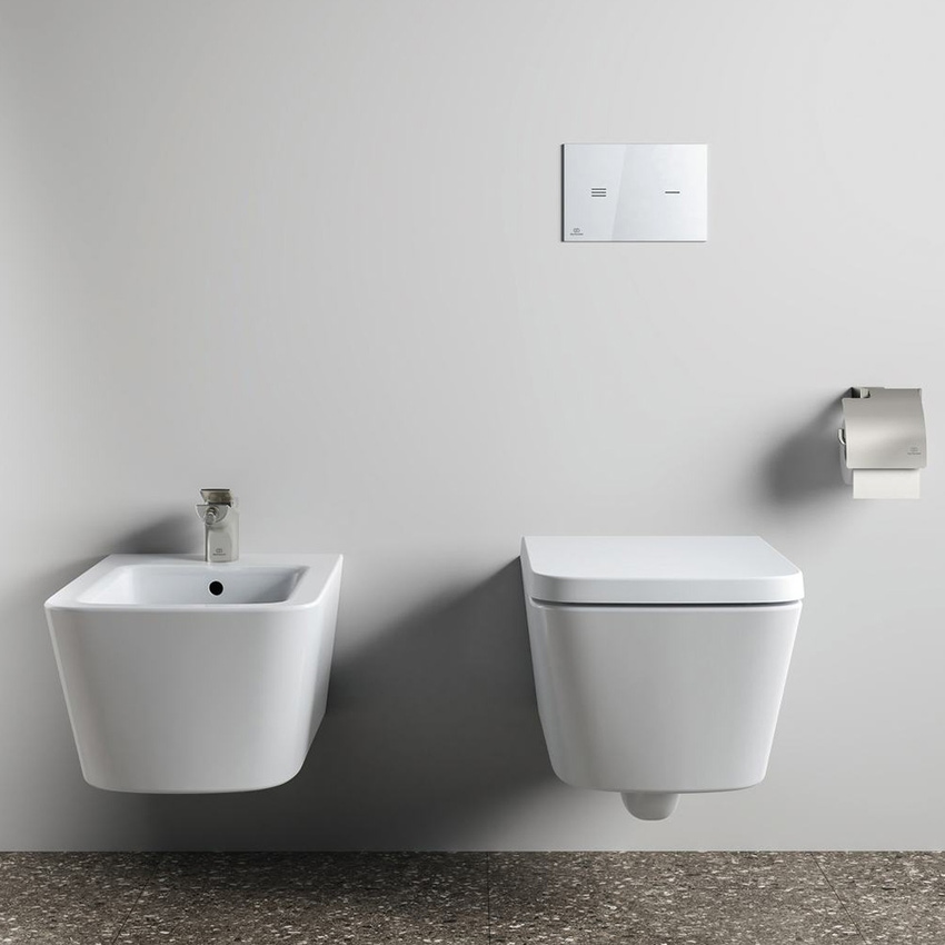 Immagine di Ideal Standard CONCA portarotolo squadrato con copertura, finitura silver storm T4496GN