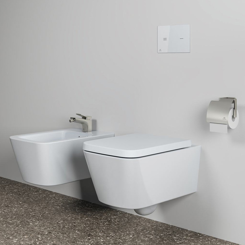 Immagine di Ideal Standard CONCA portarotolo squadrato con copertura, finitura silver storm T4496GN