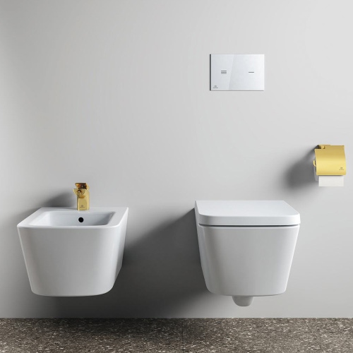 Immagine di Ideal Standard CONCA portarotolo squadrato con copertura, finitura brushed gold T4496A2