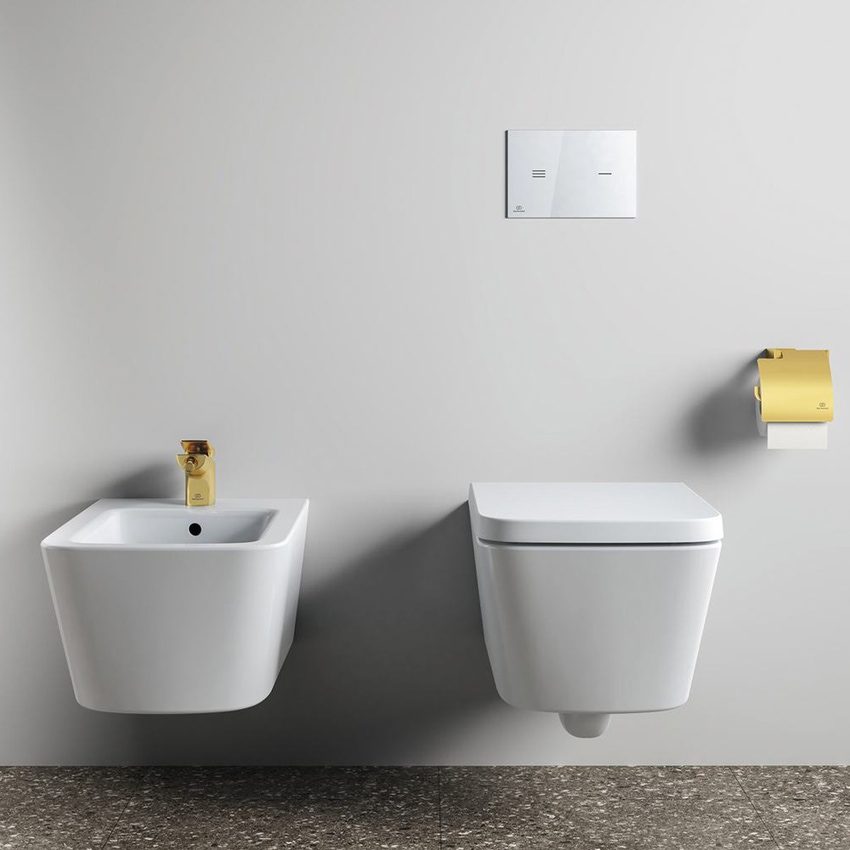 Immagine di Ideal Standard CONCA portarotolo squadrato con copertura, finitura brushed gold T4496A2