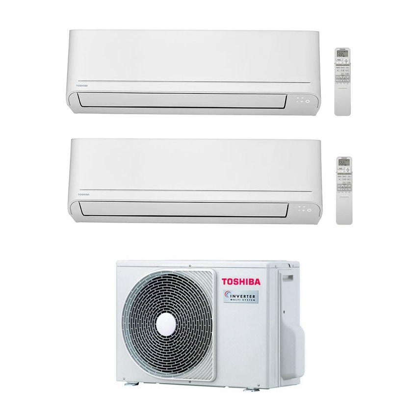 Immagine di Toshiba SEIYA R32 Climatizzatore a parete dual split inverter bianco | unità esterna 4 kW unità interne 10000+13000 BTU RAS-2M14U2AVG-E+RAS-B[25|33]E2KVG-E