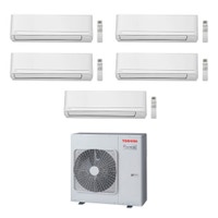 Immagine di Toshiba SEIYA R32 Climatizzatore a parete penta split inverter bianco | unità esterna 10 kW unità interne 10000+13000+13000+13000+13000 BTU RAS-5M34U2AVG-E+RAS-B[25|33|33|33|33]E2KVG-E