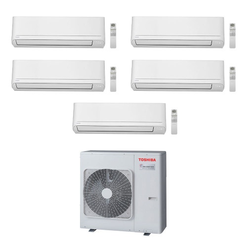 Immagine di Toshiba SEIYA R32 Climatizzatore a parete penta split inverter bianco | unità esterna 10 kW unità interne 5000+5000+5000+7000+7000 BTU RAS-5M34U2AVG-E+RAS-B[15|15|15|20|20]E2KVG-E