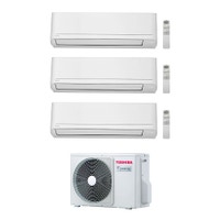 Immagine di Toshiba SEIYA R32 Climatizzatore a parete trial split inverter bianco | unità esterna 5.2 kW unità interne 7000+7000+7000 BTU RAS-3M18U2AVG-E+RAS-B[20|20|20]E2KVG-E