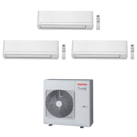 Immagine di Toshiba SEIYA R32 Climatizzatore a parete trial split inverter bianco | unità esterna 7.5 kW unità interne 5000+5000+5000 BTU RAS-3M26U2AVG-E+RAS-B[15|15|15]E2KVG-E