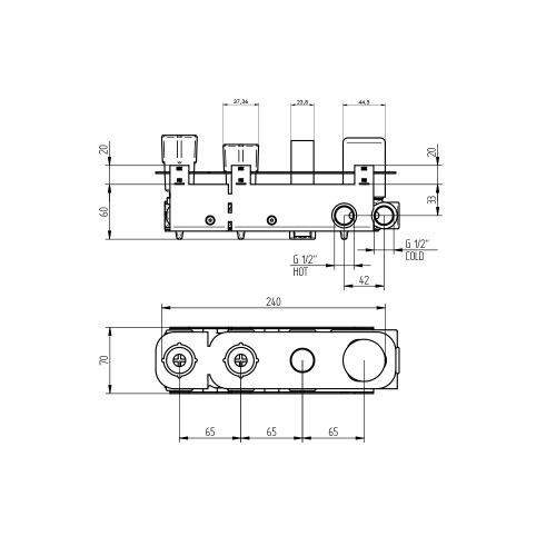 Immagine di Bellosta Parte incasso per miscelatore vasca, con deviatore, bocca e gancio doccia 01-724028
