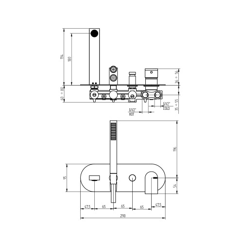 Immagine di Bellosta JEANS miscelatore vasca ad incasso, con deviatore a 2 uscite, doccetta e bocca, con piastra ovale, senza corpo incasso, finitura cromo 01-4800/2/P/E