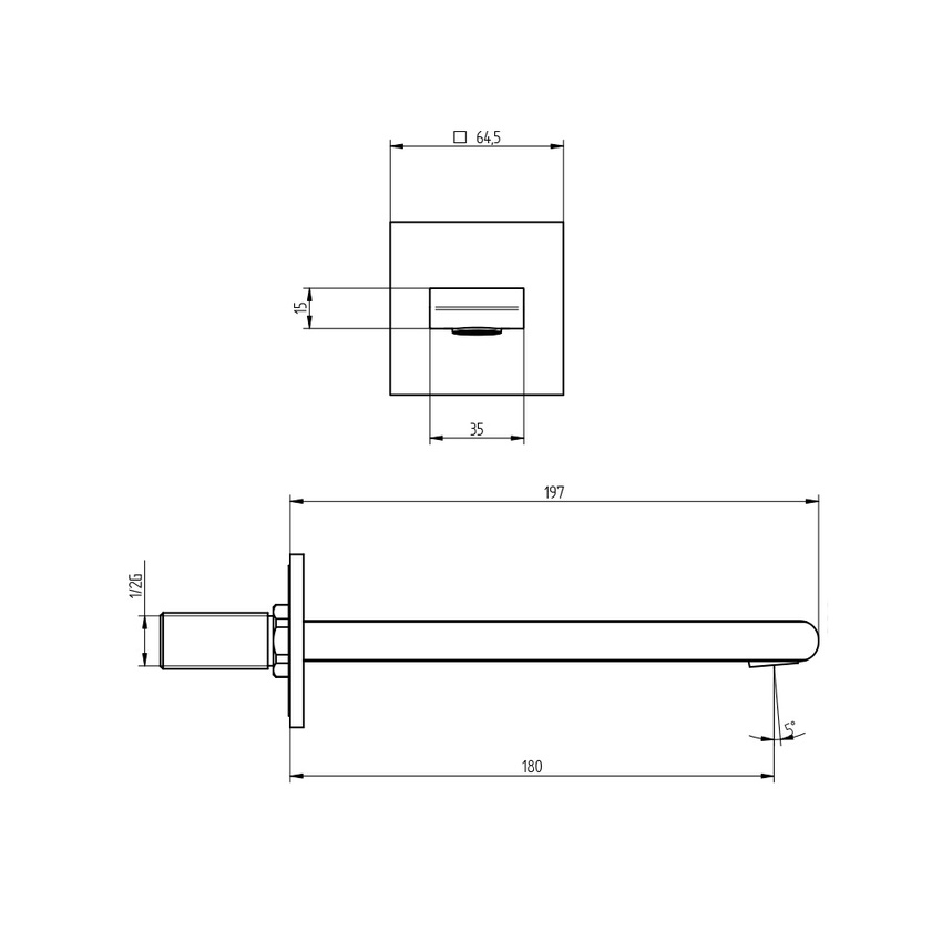 Immagine di Bellosta JEANS bocca vasca da parete, rosone quadrato, finitura cromo 01-4803/Q