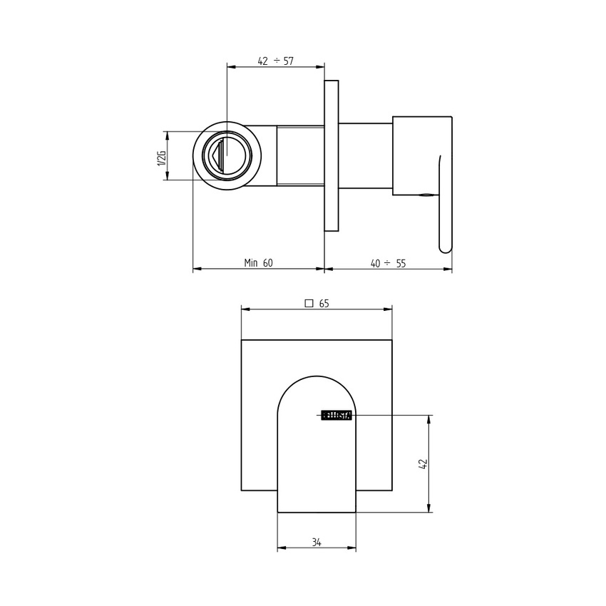 Immagine di Bellosta JEANS rubinetto ad incasso 1/2”, rosone quadrato, senza corpo incasso, finitura cromo 01-4808/Q/E