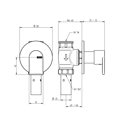 Immagine di Bellosta JEANS passo rapido 3/4", rosone rotondo, senza corpo incasso, finitura cromo 01-4840/E