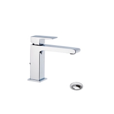 Immagine di Bellosta JQ miscelatore lavabo monoforo H.14 P.15 cm, con scarico, senza risparmio energetico, con bocca prolungata, finitura cromo 01-7805/P