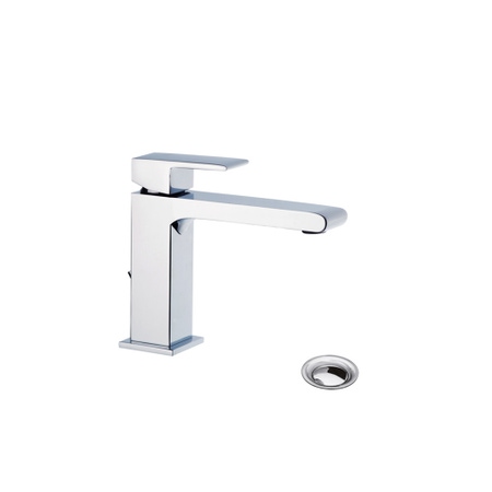 Immagine di Bellosta JQ miscelatore lavabo monoforo H.14 P.15 cm, con scarico, senza risparmio energetico, con bocca prolungata, finitura cromo 01-7805/P