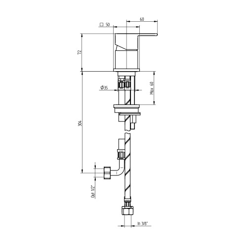Immagine di Bellosta JQ miscelatore remoto, senza scarico, finitura cromo 01-7805/R/A