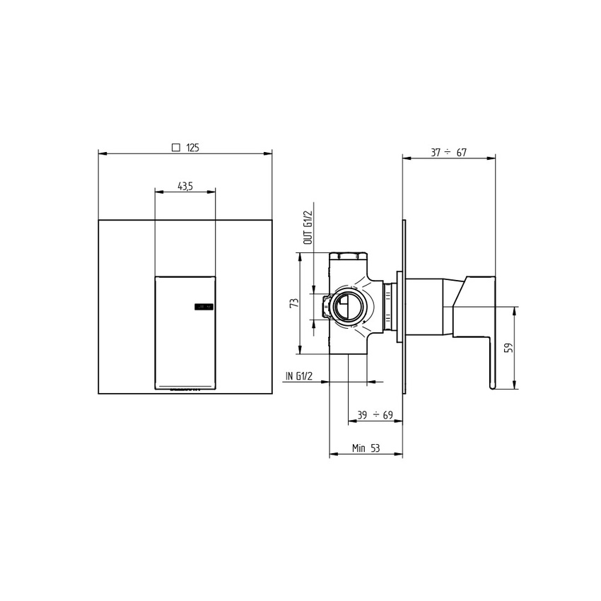 Immagine di Bellosta JQ deviatore ad incasso, a 2 uscite, senza corpo incasso, finitura cromo 01-7803/2/1/E