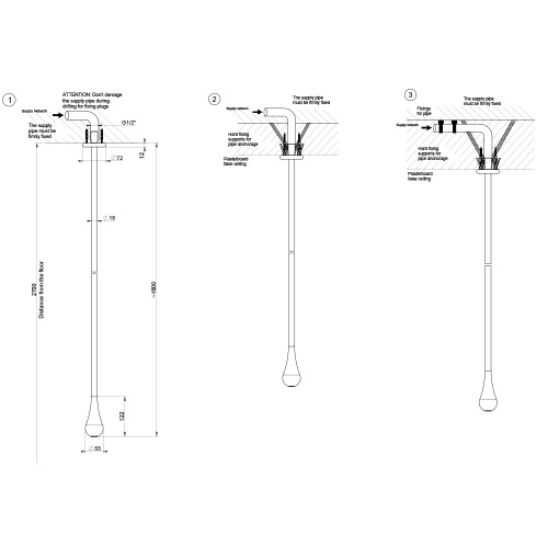 Immagine di Gessi GOCCIA bocca a soffitto, da completare con comando remoto, finitura black metal GHRC 33699#124