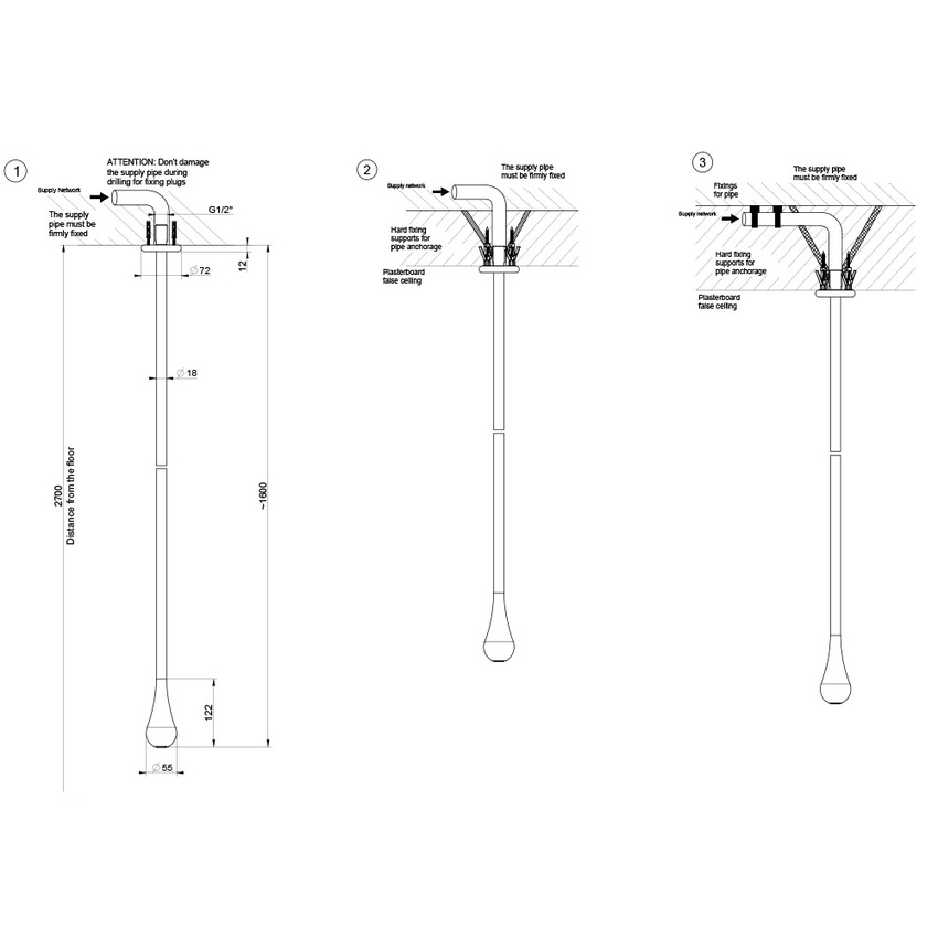 Immagine di Gessi GOCCIA bocca a soffitto, da completare con comando remoto, finitura black metal GHRC 33699#124