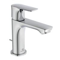 Immagine di Ideal Standard CONNECT AIR miscelatore monocomando H.15 cm per lavabo, con sistema di apertura a freddo Bluestart, asta di comando e scarico piletta, finitura cromo A7008AA