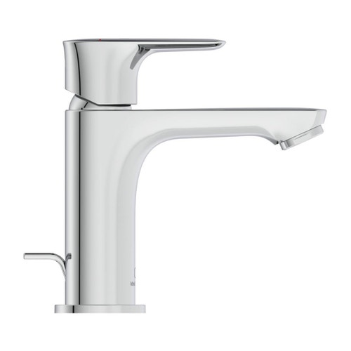 Immagine di Ideal Standard CONNECT AIR miscelatore monocomando H.15 cm per lavabo, con sistema di apertura a freddo Bluestart, asta di comando e scarico piletta, finitura cromo A7008AA