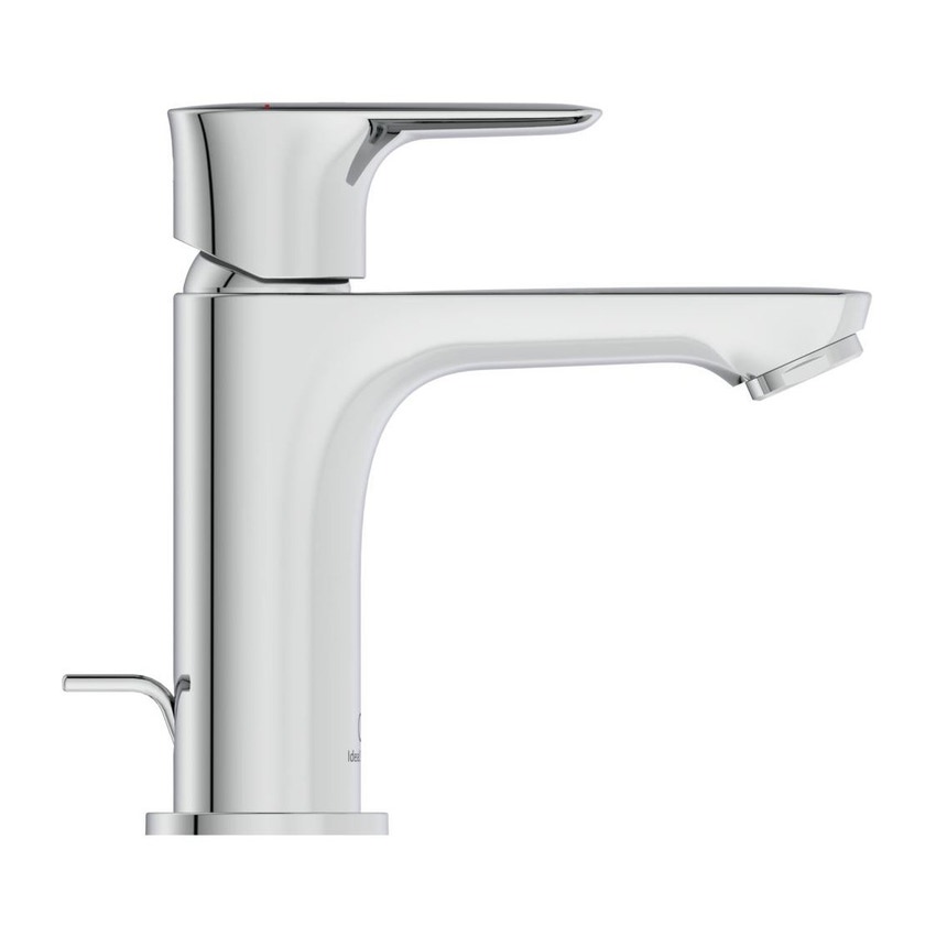 Immagine di Ideal Standard CONNECT AIR miscelatore monocomando H.15 cm per lavabo, con sistema di apertura a freddo Bluestart, asta di comando e scarico piletta, finitura cromo A7008AA