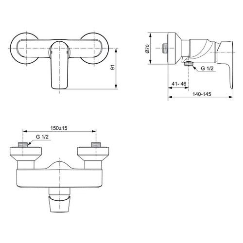 Immagine di Ideal Standard CONNECT AIR miscelatore monocomando esterno per doccia, finitura cromo A7032AA