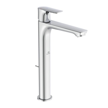Immagine di Ideal Standard CONNECT AIR miscelatore monocomando da appoggio su piano, con sistema di apertura a freddo Bluestart, asta di comando e scarico piletta, finitura cromo A7026AA