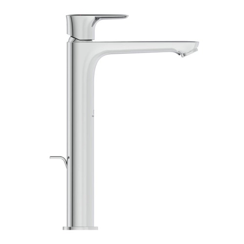 Immagine di Ideal Standard CONNECT AIR miscelatore monocomando da appoggio su piano, con sistema di apertura a freddo Bluestart, asta di comando e scarico piletta, finitura cromo A7026AA