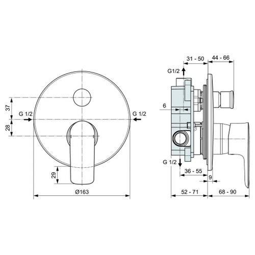Immagine di Ideal Standard CONNET AIR miscelatore ad incasso per vasca/doccia, finitura cromo A7037AA