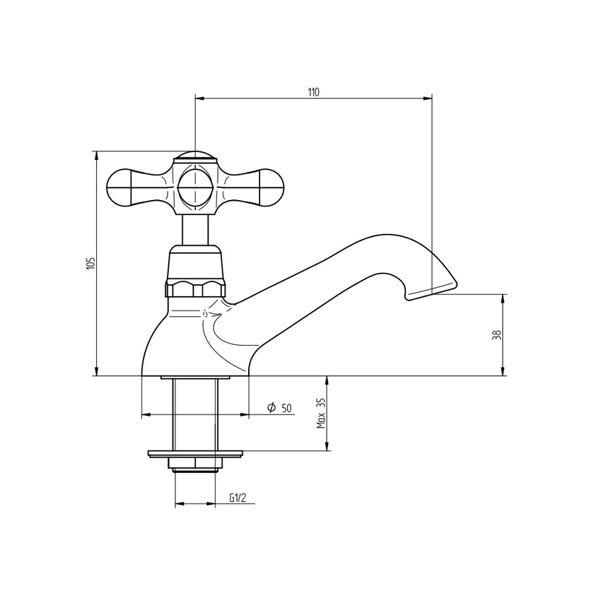 Immagine di Bellosta ROMINA rubinetto acqua singola monoforo, finitura cromo 01-0302/C