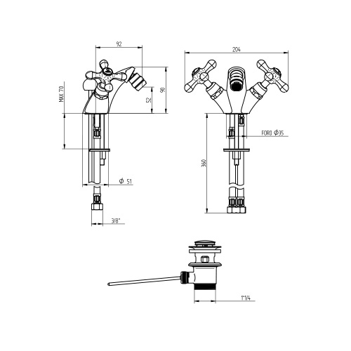 Immagine di Bellosta ROMINA gruppo bidet monoforo, con scarico, finitura cromo 01-0307/2/C