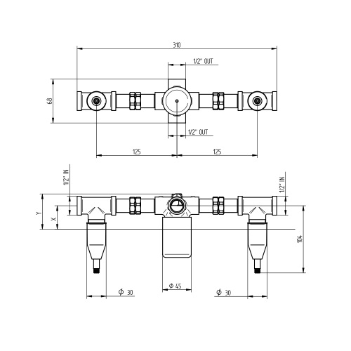 Immagine di Bellosta Parte incasso 2 rubinetti con deviatore 034133