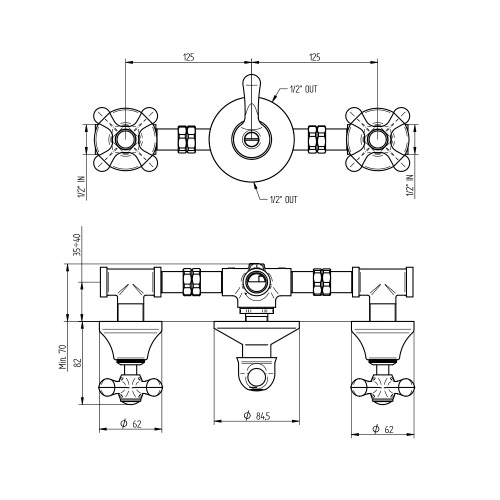 Immagine di Bellosta ROMINA gruppo ad incasso per doccia, con deviatore, 2 uscite, senza corpo incasso, finitura cromo 01-0300/3/C/E