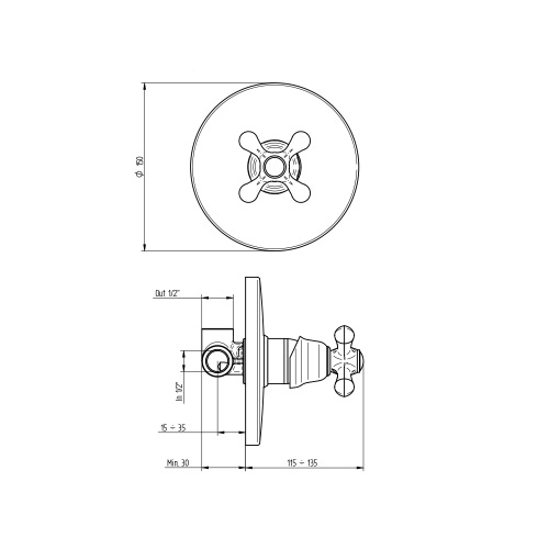 Immagine di Bellosta ROMINA miscelatore ad incasso per doccia, senza corpo incasso, finitura cromo 01-0321/M/E