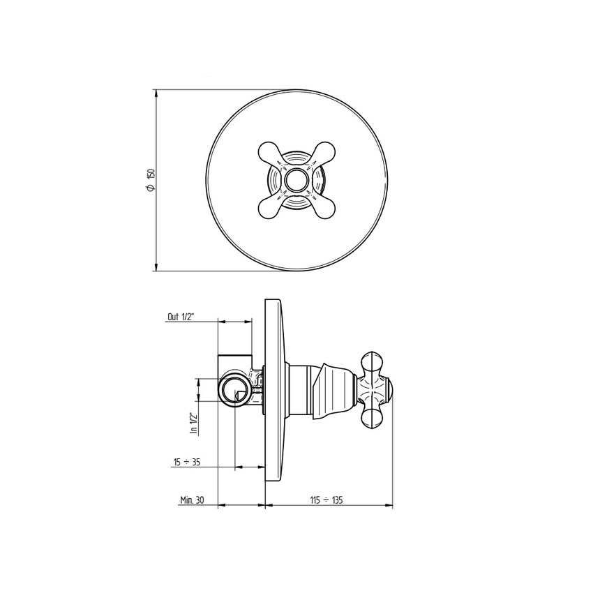 Immagine di Bellosta ROMINA miscelatore ad incasso per doccia, senza corpo incasso, finitura cromo 01-0321/M/E